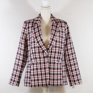 NorthStyle Women's Red, White and Black Plaid Blazer